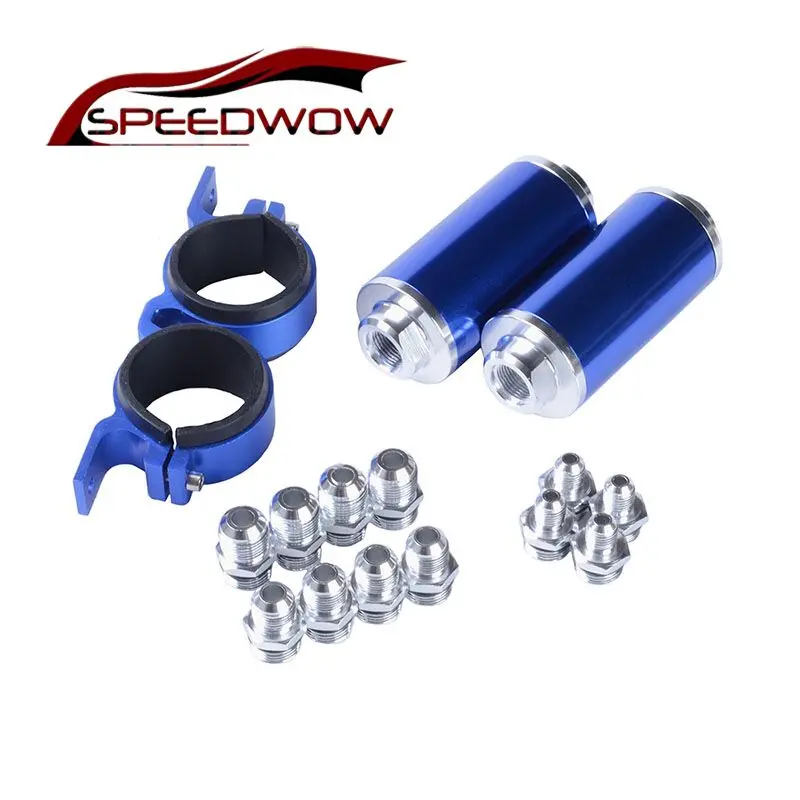 SPEEDWOW Aluminum Fuel Inline Petrol Filter Kit High Flow Fuel Filter