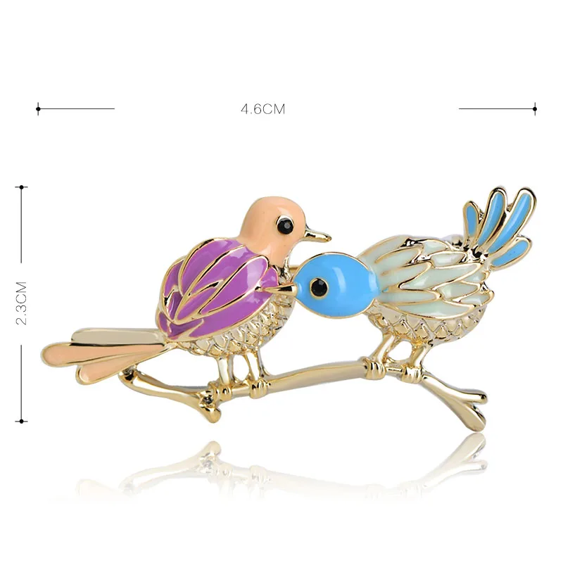 Blucome Gold Ouro Birds Lovely Enamel Esmalte Animal Broche Pink Brooches Cardigan Bijoux Pendant Clip Pins New Scarf Jewelry