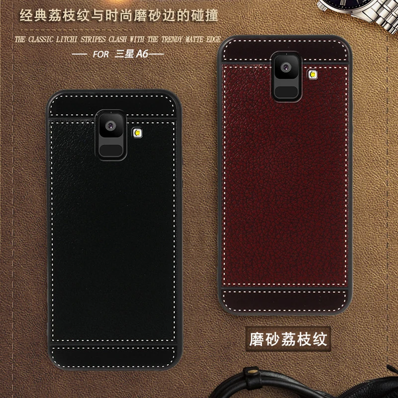 For Samsung Galaxy A6 2018 Case,Silicon Full Leather pattern Soft TPU Back Cover for Samsung Galaxy A6 plus 2018 Phone bags (1)