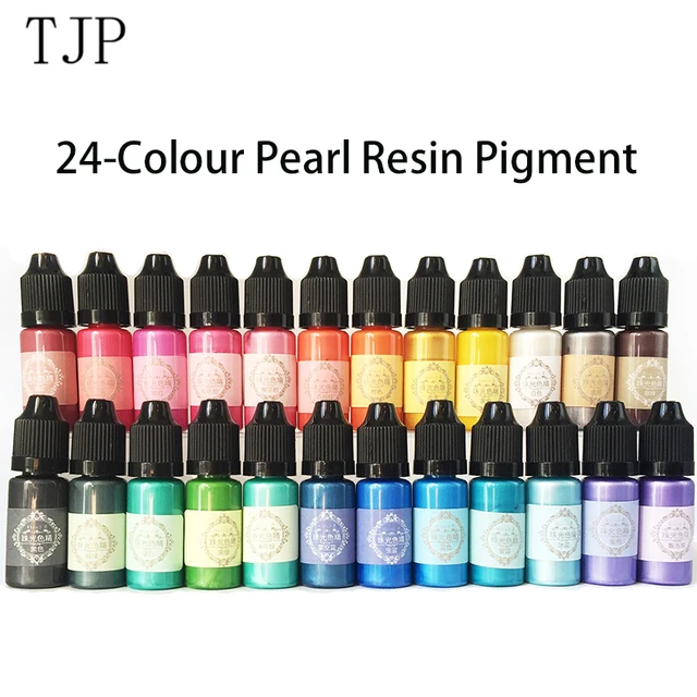 24 Colours 10ml Liquid Pearl Resin Pigment Dye UV Resin Epoxy Resin DIY