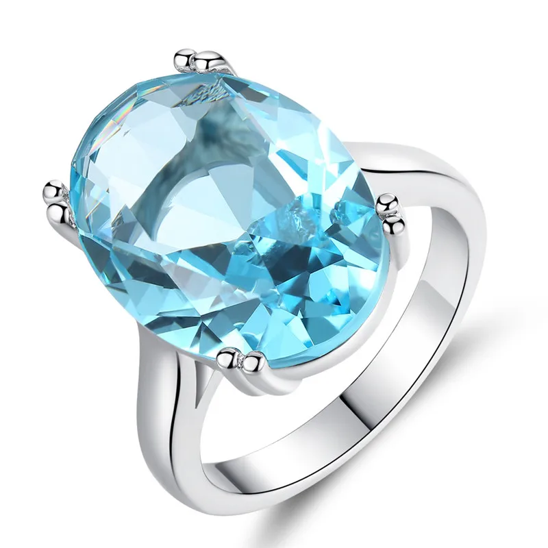 Luxury Large Blue Stone Zirconia Ladies Rings Female Antique Silver Color Ring Jewelry Woman Accessories Bague anillos Gift R465 (9)