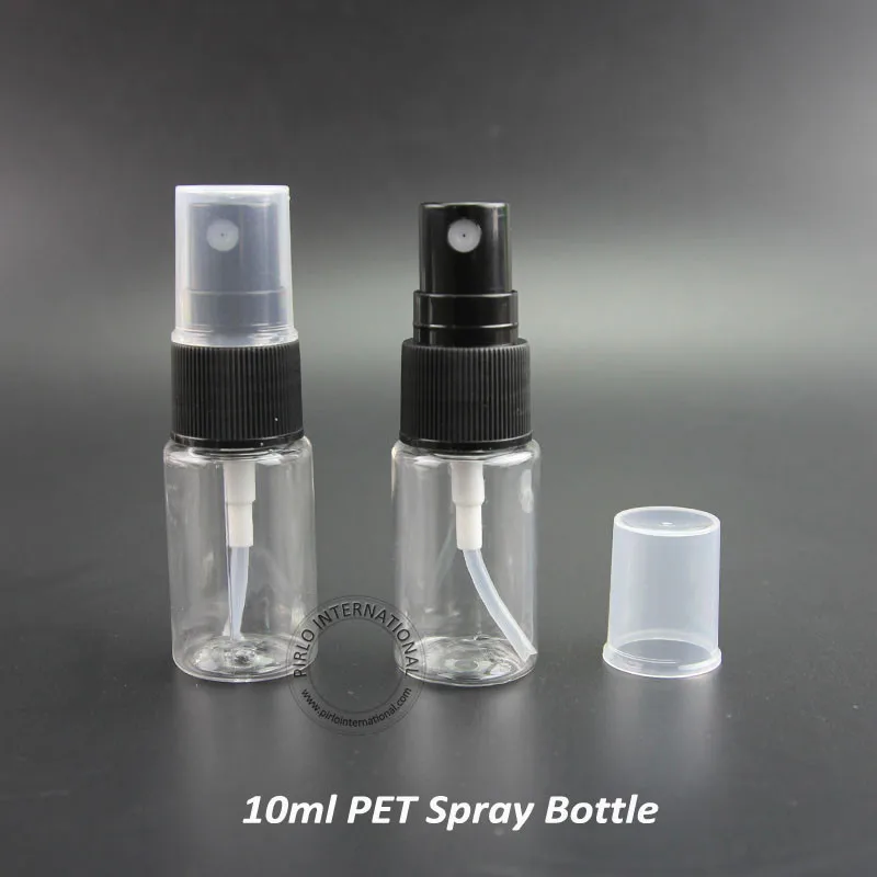 

10ml Empty Plastic Perfume Spray Bottle Travel Portable PET Atomizer Small Perfume Sample Containers with Black Pump 50pcs/lot