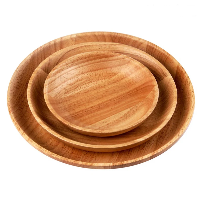 XMT-HOME Таиланд резиновая деревянная посуда круглый Западный поднос для пустыни еда Фрукты деревянная посуда тарелка 1 шт