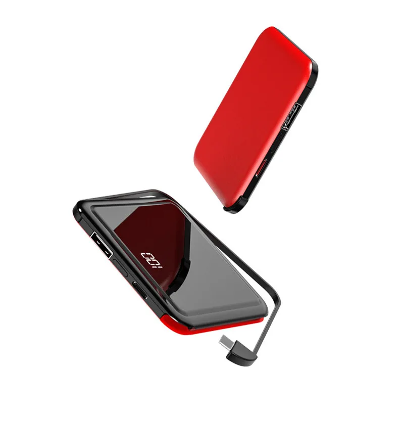  10000mAh mini Power Bank External Portable Charger PoverBank with cable for Xiaomi mi 9 samsung s8 