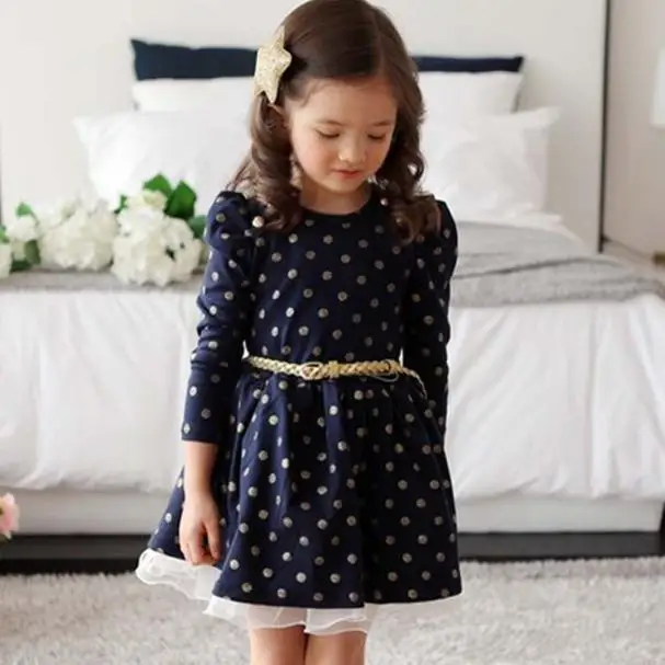 

popular style girls dress Dot Lace Party Birthday Belt Kids Clothing Princess Dresses vestido infantil roupas infantis menina