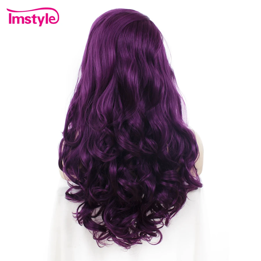 Lace Front Wigs Imstyle Purple Long Wavy Synthetic 24 inches Lace Front Cosplay for Women Heat Resistant Fiber