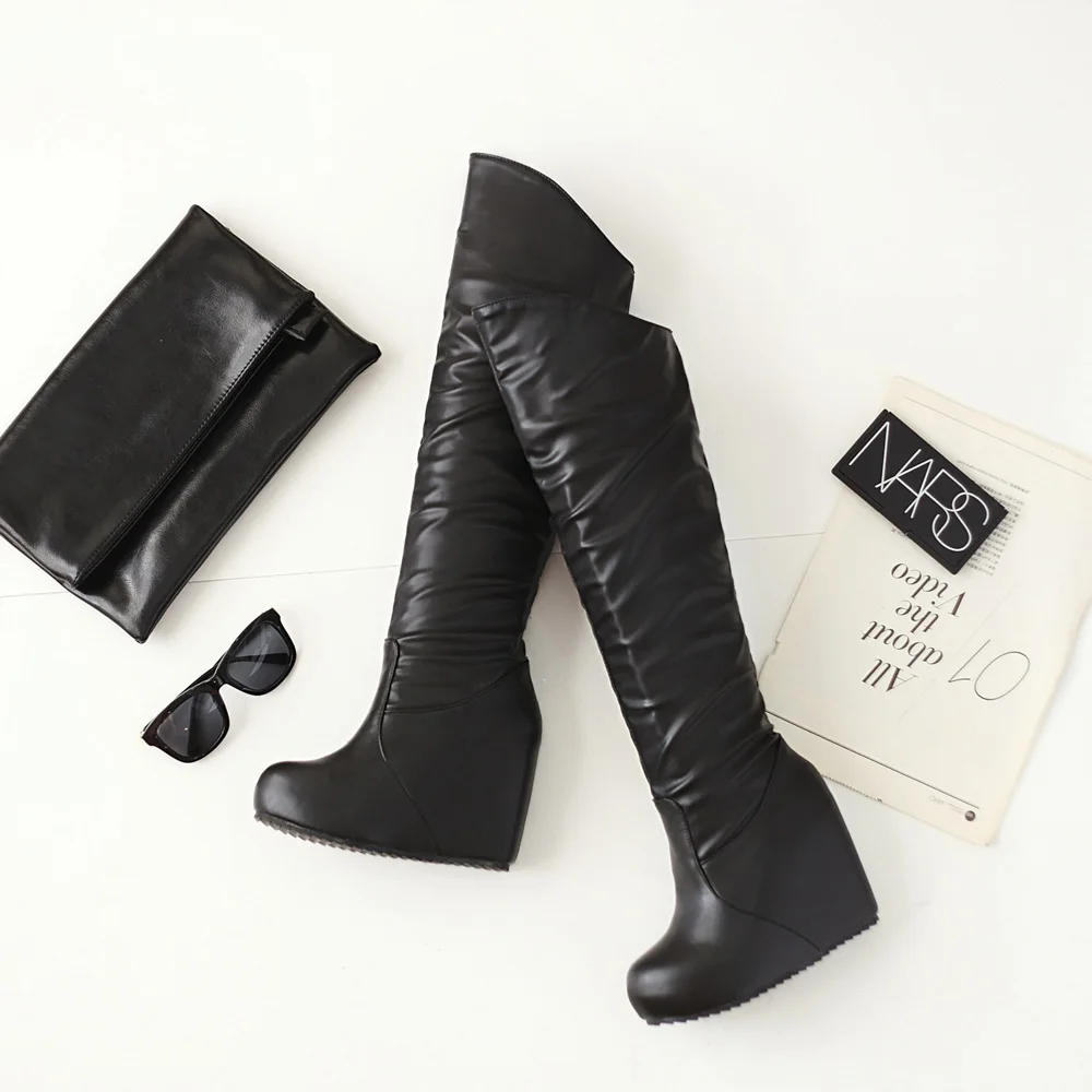 wedge heel tall boots