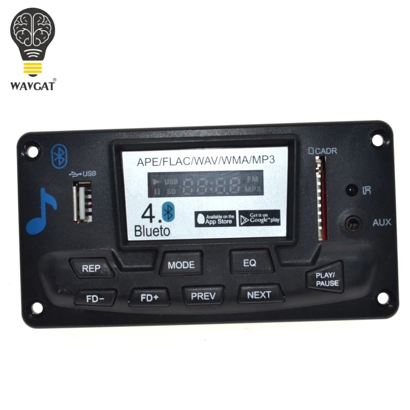 WAVGAT 4,0 Bluetooth MP3 декодирующая плата модуль DIY USB/SD/MMC APE FLAC WAV DAE декодер Запись MP3 плеер AUX FM папки переключатель