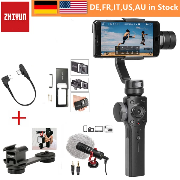 Zhiyun Smooth 4 3-осевой Карманный стабилизатор для смартфона iPhone X 8 плюс 7 6 Plus SE samsung Galaxy S9, 8,7, 6 и экшн-камер - Цвет: smooth 4 kit 3