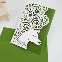 30 шт. лося шаблон свадебные приглашения карты на заказ с цветами лазерной резки приглашения на день рождения открытка свадебные приглашения 5Z-SH828