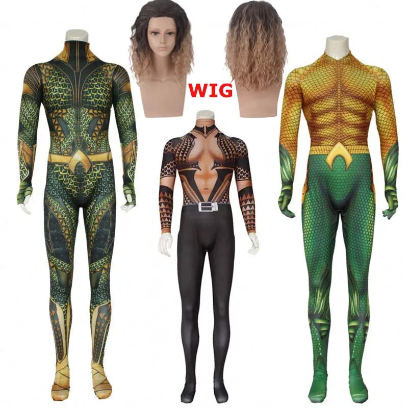 

2019 Anime Justice League Aquaman Cosplay Costume Arthur Curry Orin Cosplay Aquaman Halloween Costumes Zentai Jumpsuit Men Women