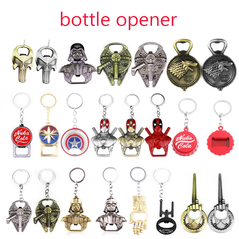 

Captain Marvel Beer Bottle Opener Keychain Car Avengers Endgame Star Wars Game Of Thrones Captain America Metal Key Chain Tools
