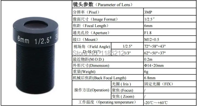 С разрешением 3 мегапикселя, круглые инфракрасные 6 мм ИК объектив с фокусным расстоянием M12 F1.8 для 720 P/1080 P/IP Камера или AHD/CVI/CCTV Камера, подходит для 1/2. " CCD и CMOS набора микросхем