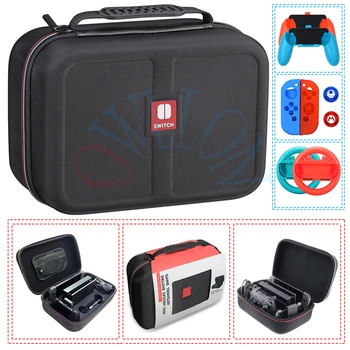 

Nintend Switch NS Accessories Console Carrying Storage Bag Hard Case Joystick Handle Grips + Silicone Case for Nintendo Switch