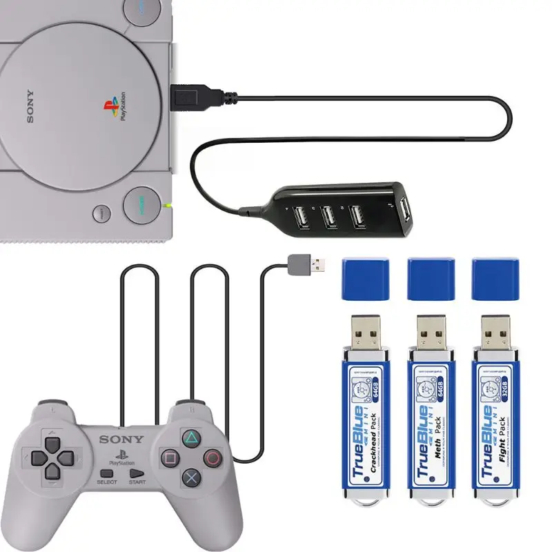 

64GB True Blue Mini Crackhead Meth Pack Game Enhancer for PlayStation Classic Games & Accessories 101&58 Games V1
