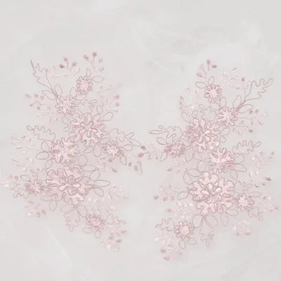 1 шт. 21X12 см белый цветок кружева аппликация Свадебные кружева патч одежда платье DIY аксессуары - Цвет: dark pink