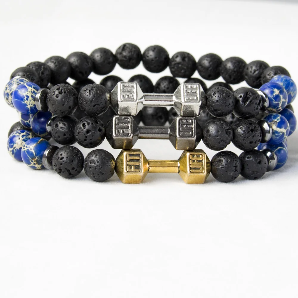 Buy Gold Silver Plated Dumbbell Bracelet