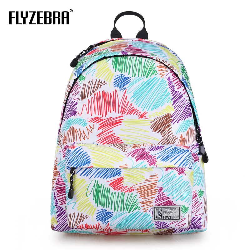 

2018 Canvas printing Color line doodle Backpack Women School Backpacks Schoolbag For Teenagers Student Book Bag Girls Satchel