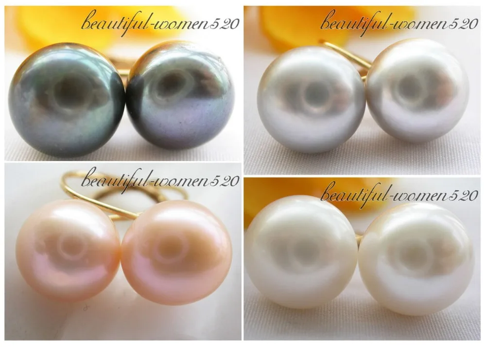 

X0199 12mm round oblate freshwater pearl earrings