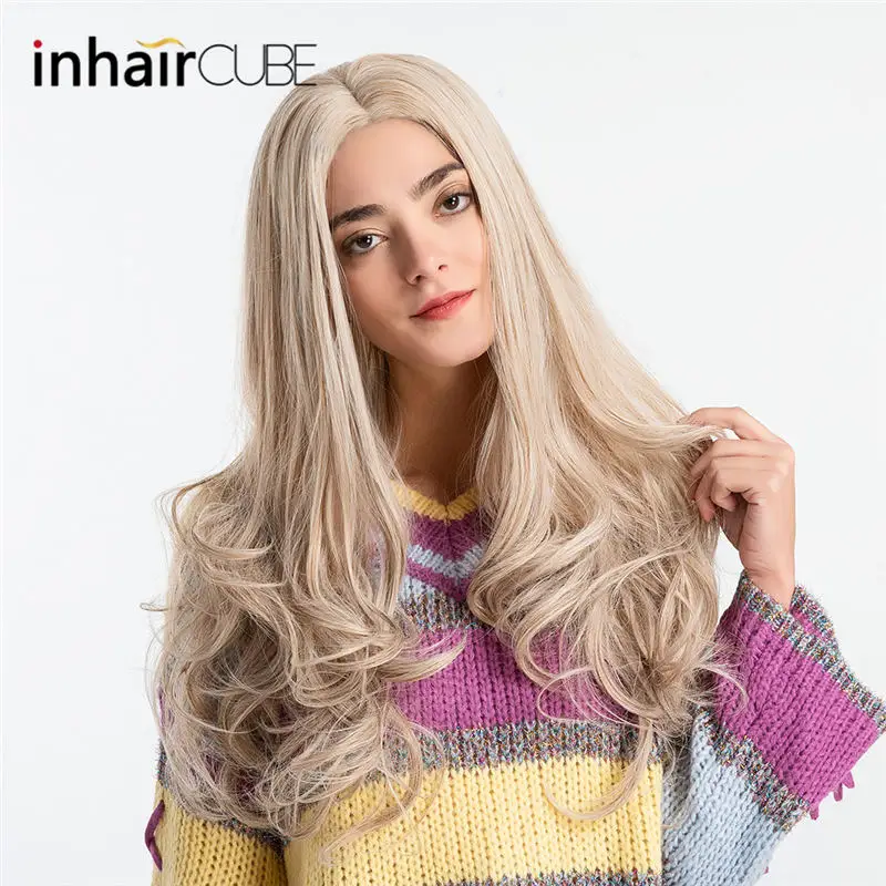 Inhair Cube 26 дюймов длинные натуральные волнистые синтетические парики средний