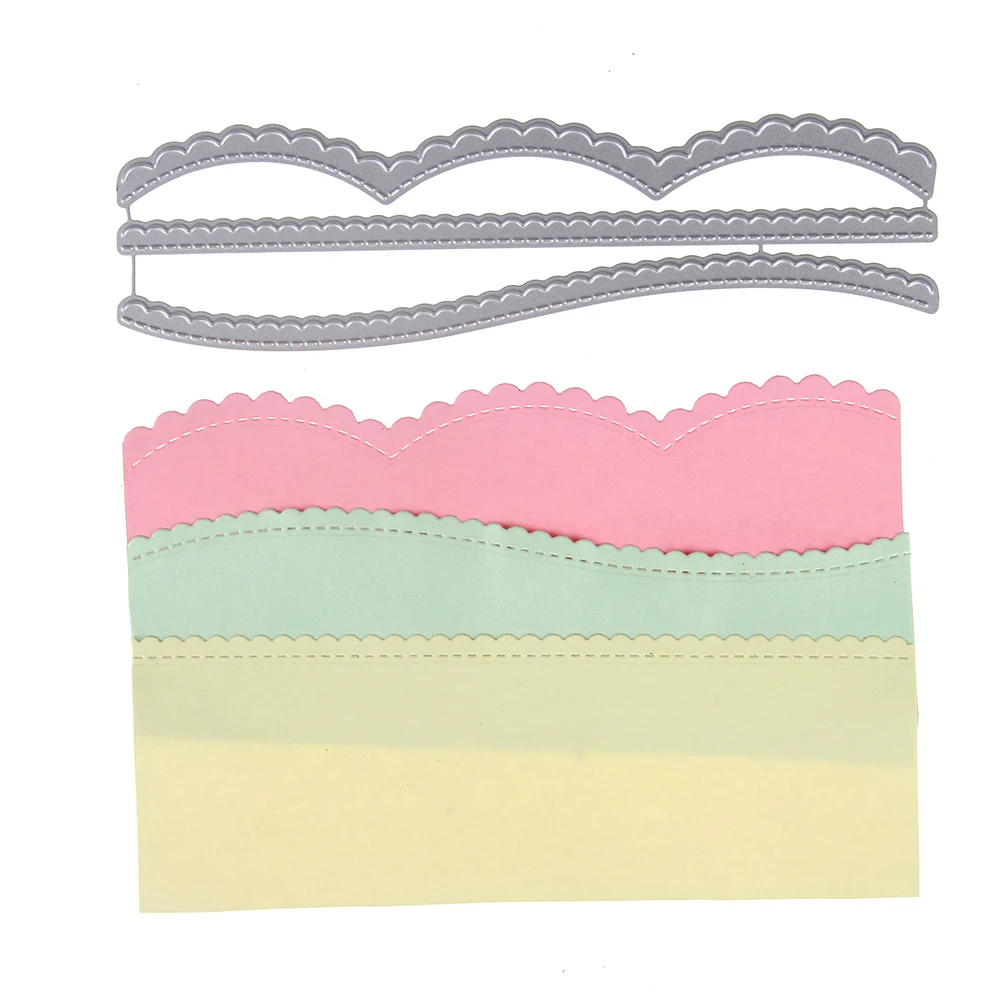 

New 3 Pcs DIY Metal Cutting Dies Lace Curve Line Edge decor Pattern Scrapbook Embossing Album Paper Card Craft Decorative