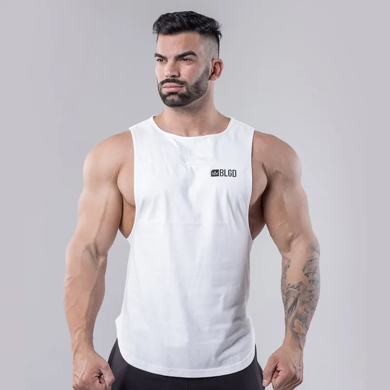 

2019 Fashion Top New Brand Bodybuilding Stringer Tank Top Men GYM Movement Fitness Muscle Letter Printing Guys Vest