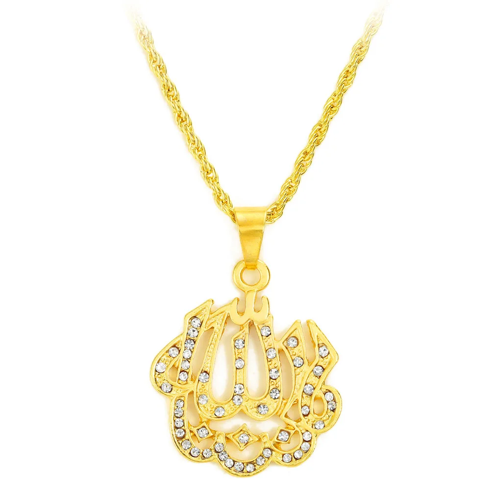 

Golden Cross Religious Necklaces For Girls Muslim Necklace Jewelry Copper Gold Middle East Style Pendants