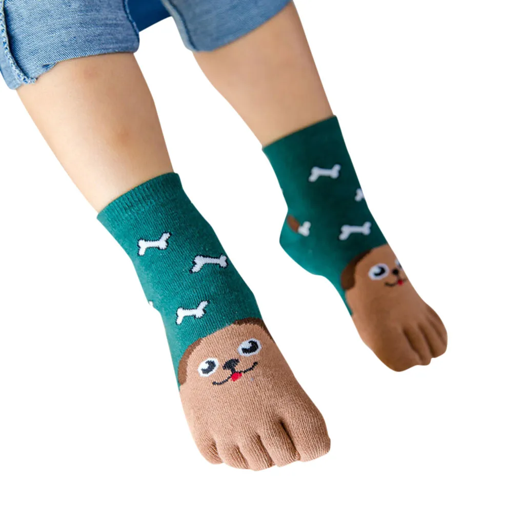 Противоскользящие хлопковые носки с пятью пальцами для маленьких мальчиков и девочек детские чулочно-носочные изделия с животными, носки, аксессуары