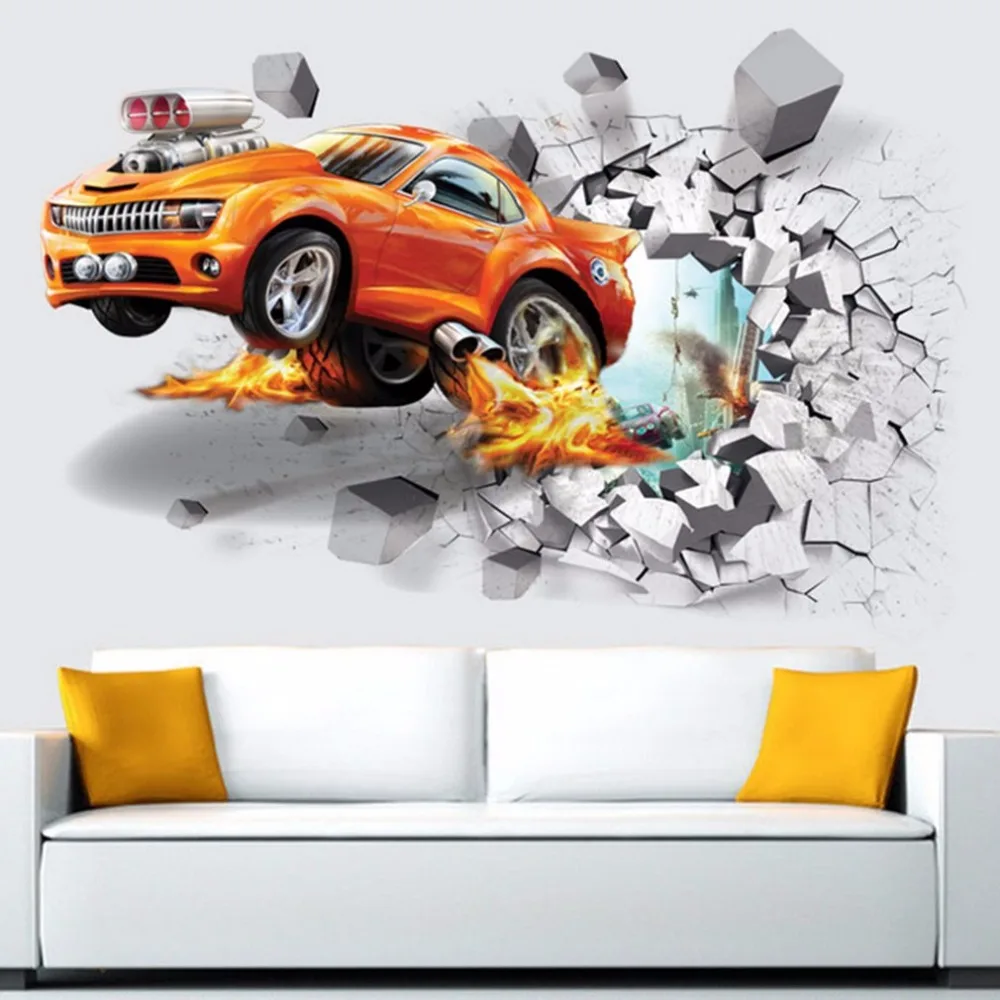 

3D Wall Sticker Wall Poster Car Pattern Door Poster Three-dimensional Decorative Sticker For Bedroom Drawing Room