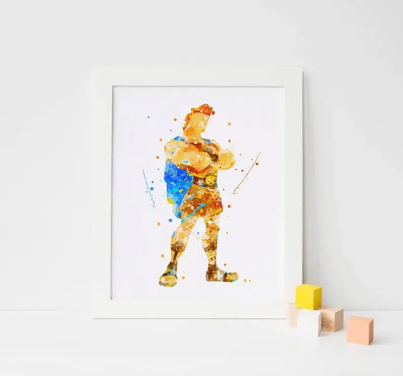 Hercules print Watercolor Poster Kids Room wall Decor baby Nursery Art Birthday Gift idea | Дом и сад