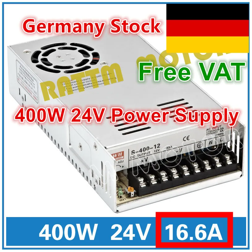 

[EU Delivery] DC 400W 24V Switch Power Supply 16.6A 3D Printer for CNC Router Single Output Foaming Mill Cut Laser