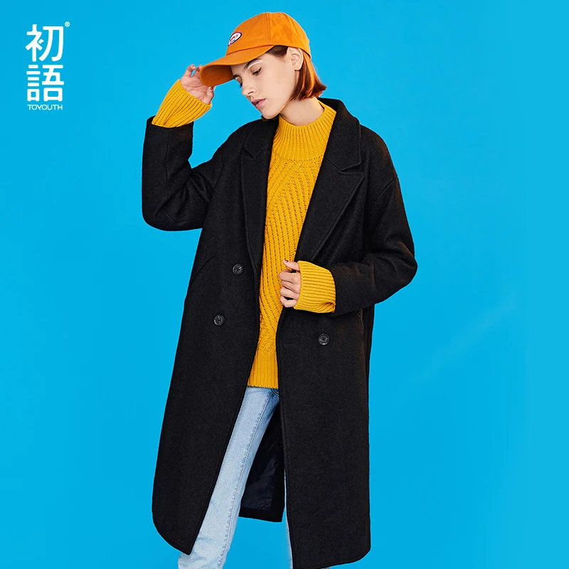 Toyouth Woolen Winter Women Coats Casual Warm Thick Coat Abrigo Mujer Blend Overcoat Long Ladies Wool Pockets New Coat 2018 Toyouth Woolen Winter Women Coats Casual Warm Thick Coat Abrigo Mujer Blend Overcoat Long Ladies Wool Pockets New Coat 2018