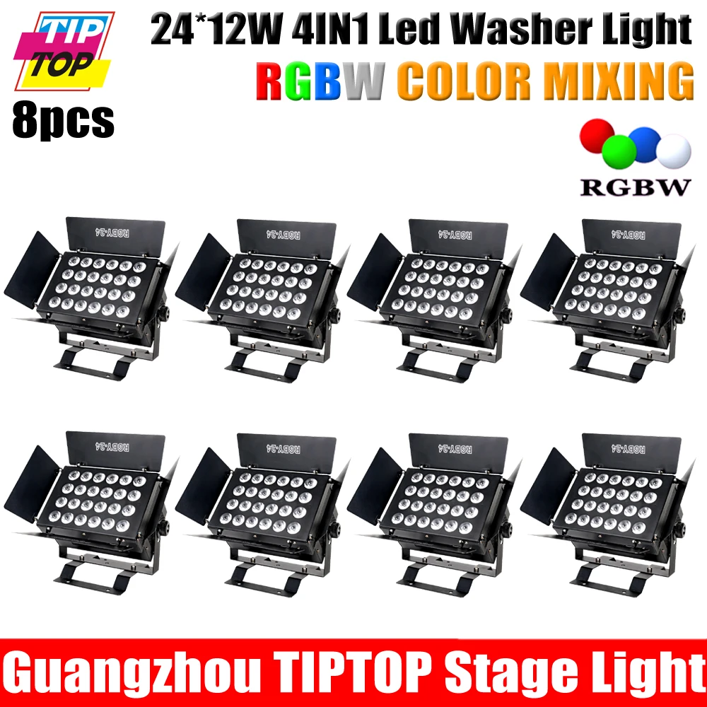 Freeshipping 8 Pack Indoor 24 12W Led Wall Washer Light RGBW 4IN1 TIANXIN LED 320W DMX