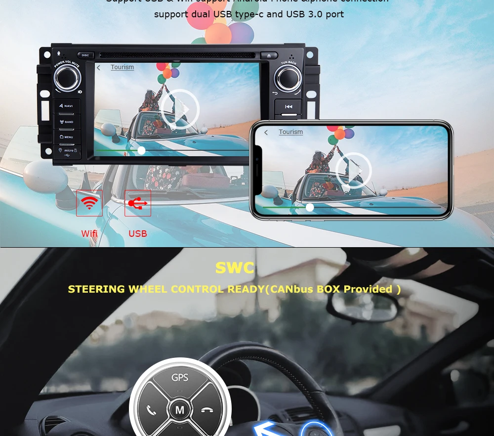Flash Deal 1 Din Android 9.0 Car DVD Multimedia For Chrysler 300C Jeep Grand Cherokee Jeep Compass Dodge Ram Sebring Radio GPS Navigation 5