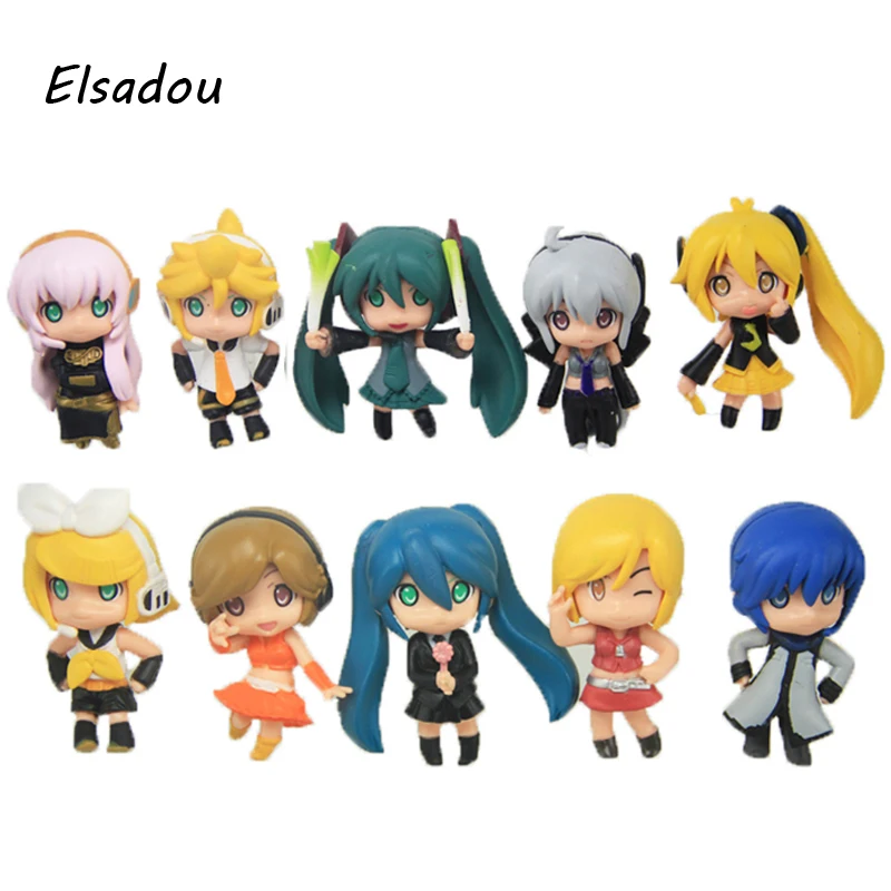 Elsadou 10 шт./лот Хацунэ Мику фигурки 5-7 см ПВХ Коллекция Игрушечные лошадки