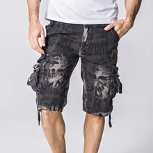 Мужские карго шорты в стиле милитари летний больших размеров мужские камуфляжные брюки Средние шорты пляжные брюки мульти-одежда с карманами