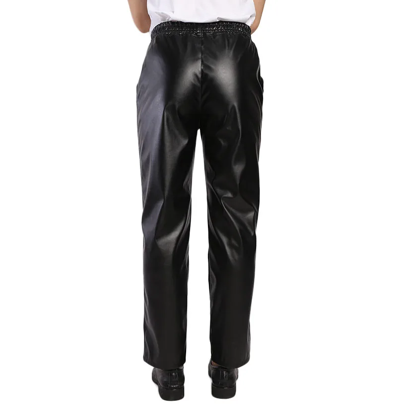 Idopy мужские деловые эластичные удобные брюки из искусственной кожи, прямые брюки с эластичной резинкой на талии