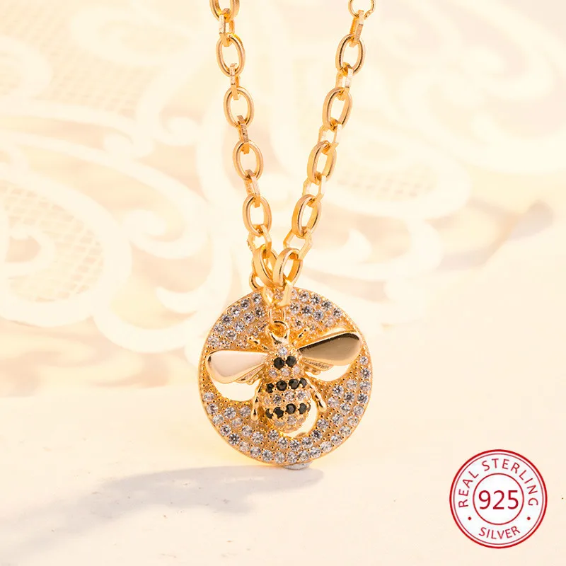 

925 Sterling Silver Female Necklace Pendant Fashion Personality Bee Styling Jewelry Hot Birthday Gift 2019 New Hot