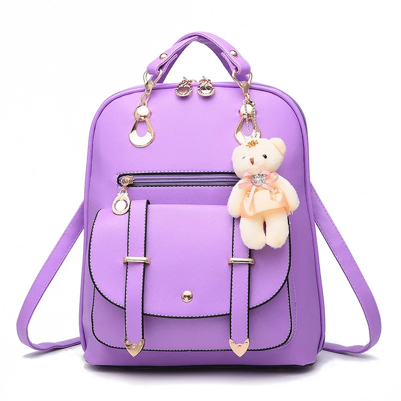 

2016 Europe High quality Double Arrow Black Zipper PU Backpacks Solid colors Women's Back pack Brand Leather Backpacks on sale
