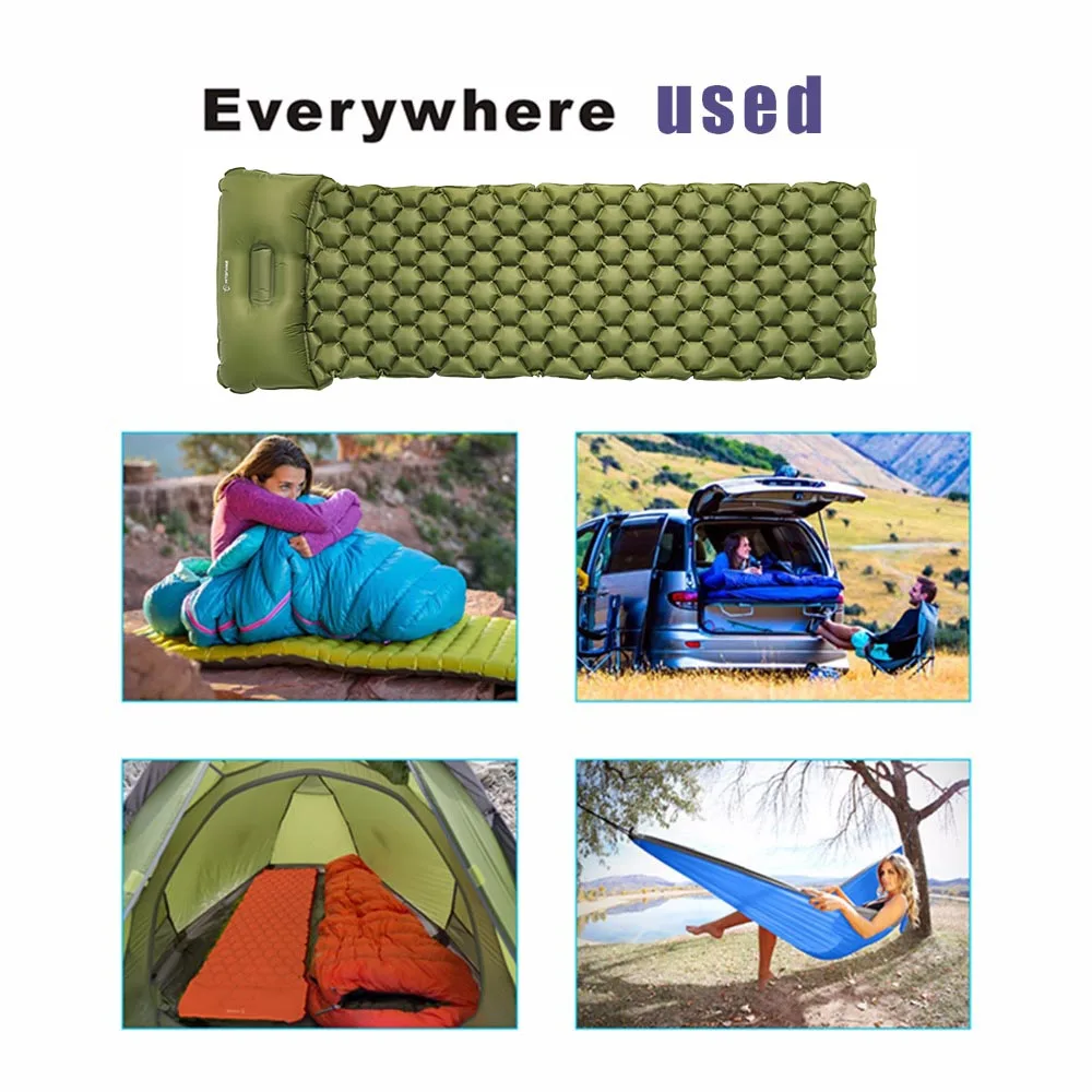 Sleeping Pad Camping Mat With Pillow air mattress picnic Inflatable Cushion Sleeping Mat Fast Filling Air Moistureproof air bed 6