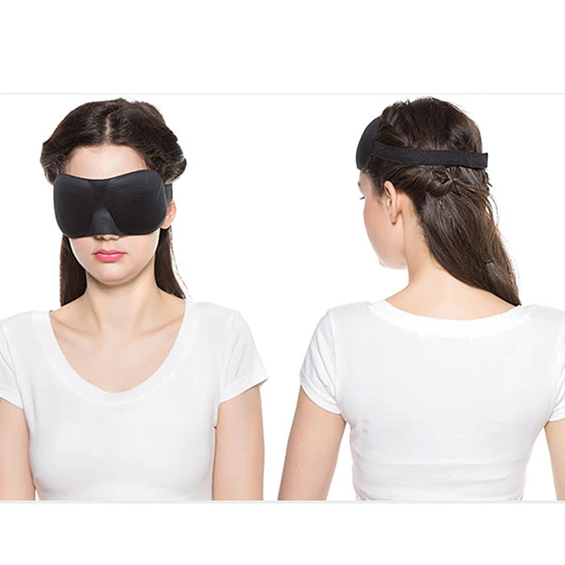 Черная 3D маска для сна 23*7,5 см легкая мягкая Контурная маска для сна Ночной уход дыхательный массажер Крышка для глаз регулируемый размер