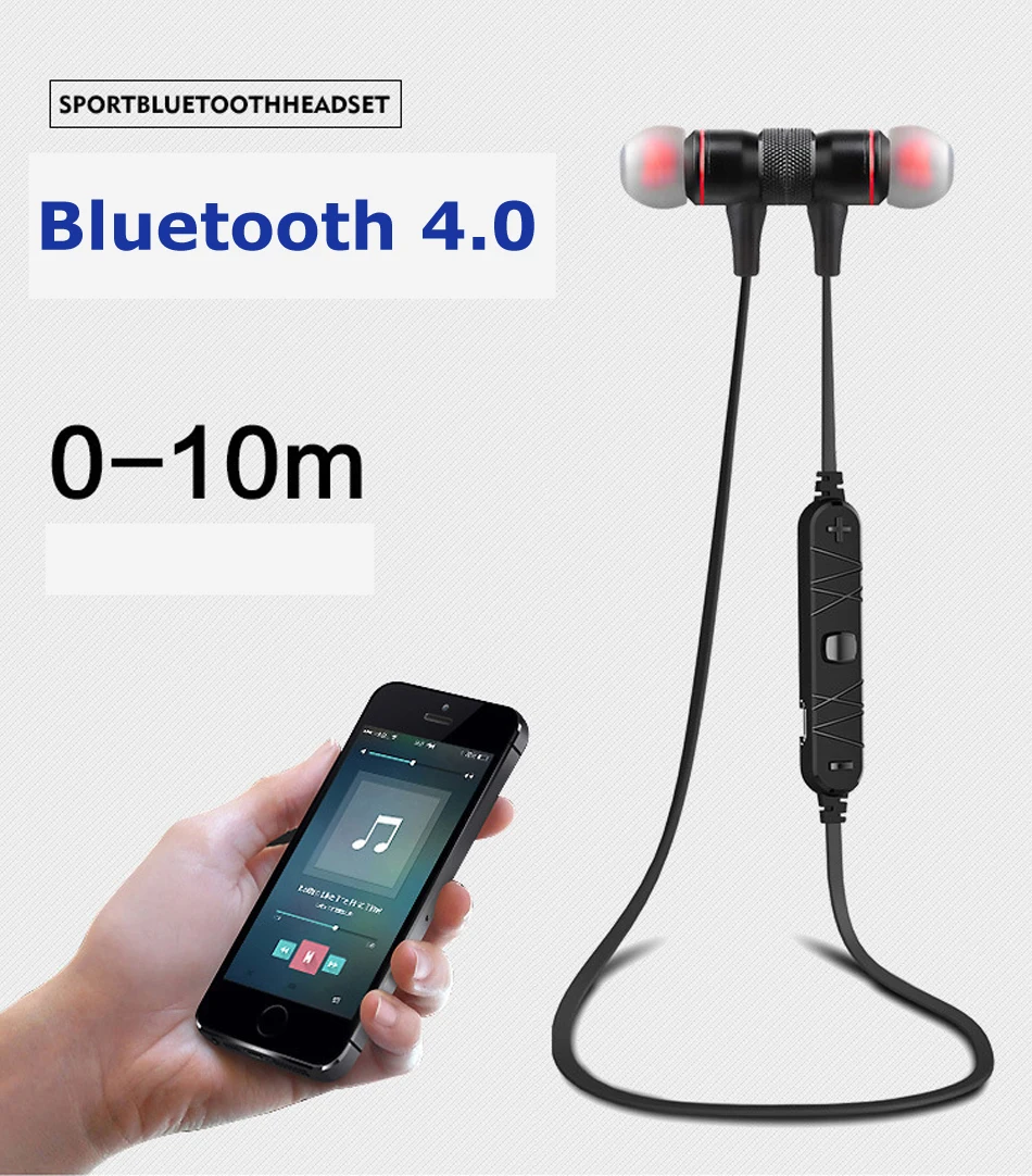 Беспроводные Bluetooth 4,0 наушники спортивные HiFi стереогарнитура с микрофоном для iPhone Xiaomi samsung