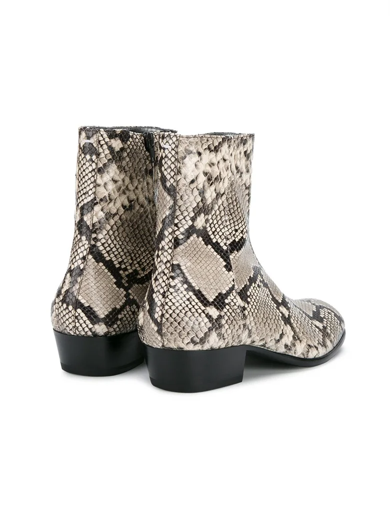 Top quality designer golden snake skin men shoes luxury brand Chelsea mens western motorcycle boots