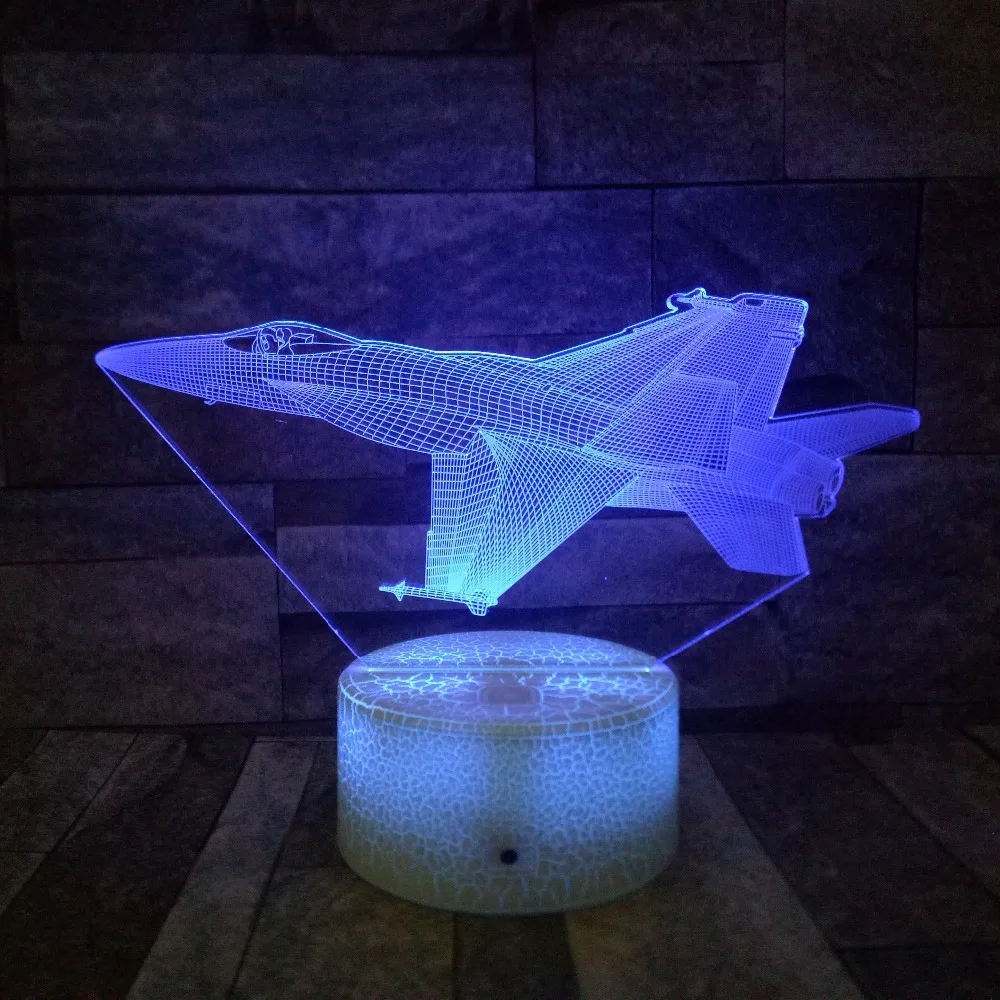 3D самолет ночник LED Настольная лампа 7 цветов Изменение USB/питание от аккумулятора