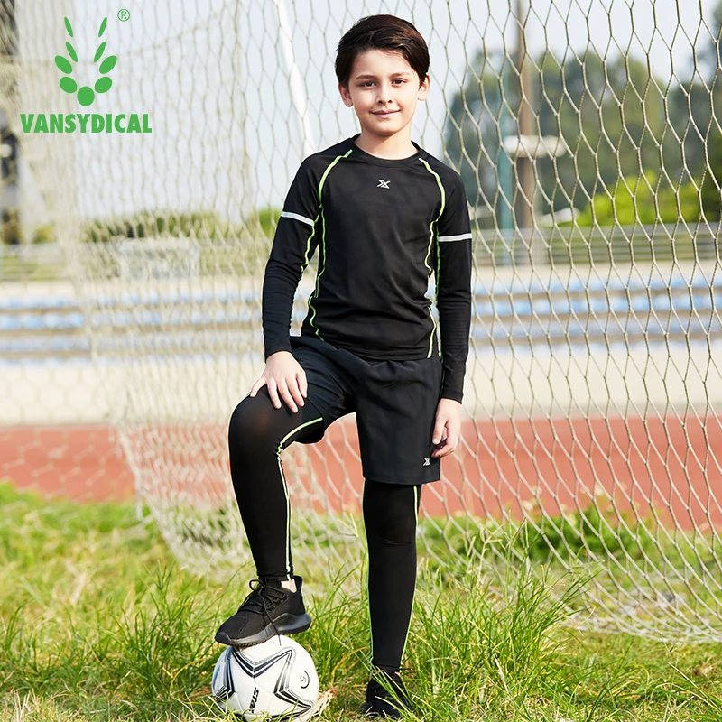 Детская спортивная одежда для мальчиков; комплект из 3 предметов; эластичная быстросохнущая Спортивная одежда для баскетбола и футбола; тренировочная одежда с длинными рукавами