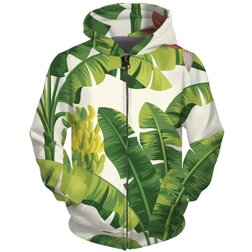 Cloudstyle Для мужчин женщин на молнии толстовки 3D Tropical Print вайя Толстовка собственный