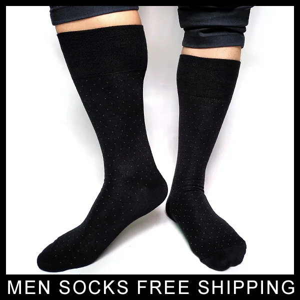 Высокое качество черные мужские носки в горошек хлопок торжественное платье костюмы мужской шланг для кожаные туфли мужские носки