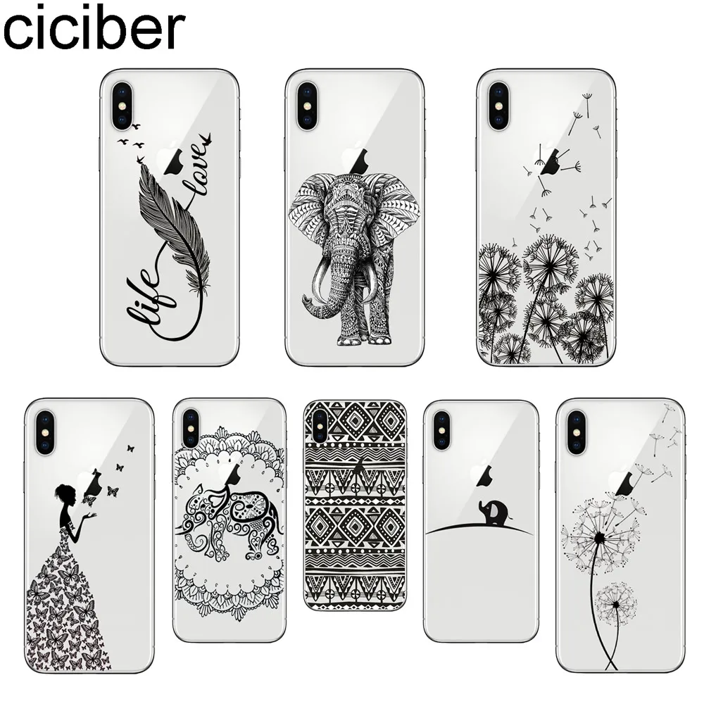 

ciciber Animal Elephant for Apple iPhone 11 Pro Max Phone Case for iPhone X XR XS Max 7 8 6 6S Plus 5 5S SE Soft TPU Cover Coque