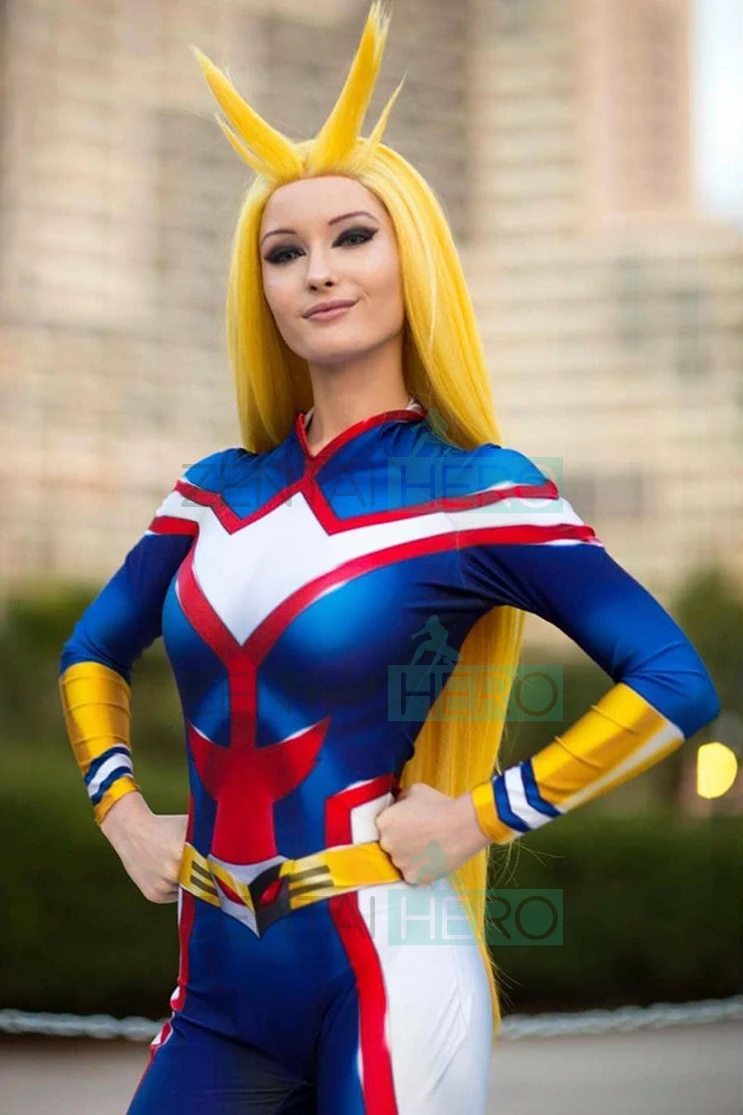 Lady All Might Cosplay Costume Spandex 3D Print Zentai Bodysuit Halloween Suit