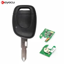 Keyecu 1 Button 433MHz With Chip PCF7946 Remote Key Fob for Renault Clio Kangoo Twingo Scenic with Uncut Blank Blade